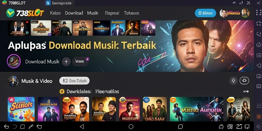 Tampilan antarmuka aplikasi Download Musik 738SLOT yang user-friendly.