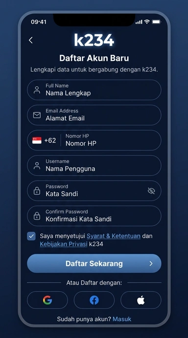 Tampilan halaman daftar k234