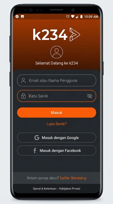 Tampilan halaman login k234