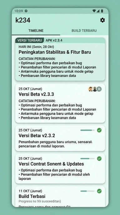 Tampilan riwayat versi k234